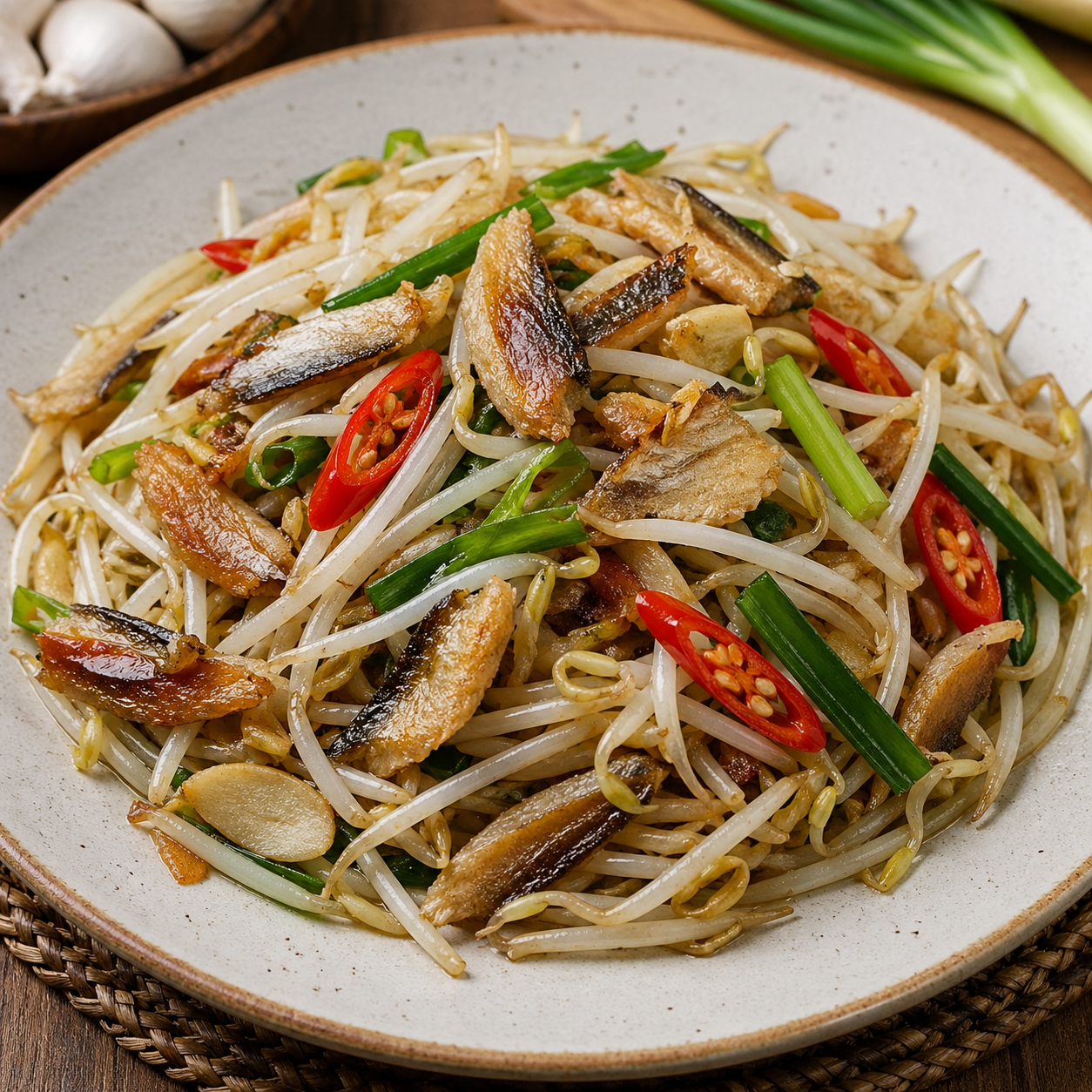 Tumis Tauge Ikan Asin Kedai Tiga Nyonya